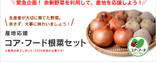 生産者が大切に育てた野菜。余さず、大事に味わいましょう！ もったいないプロジェクト新企画　産地応援コア・フード根菜セット