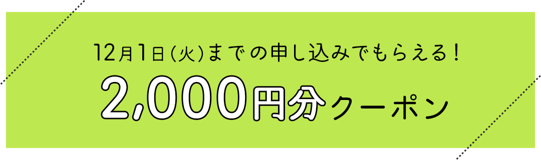 おためし宅配に12月1日（火）までの申し込みでもらえる！2,000円分クーポン