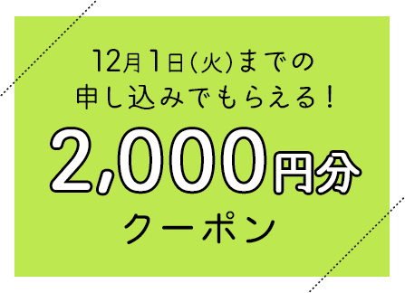 おためし宅配に12月1日（火）までの申し込みでもらえる！2,000円分クーポン