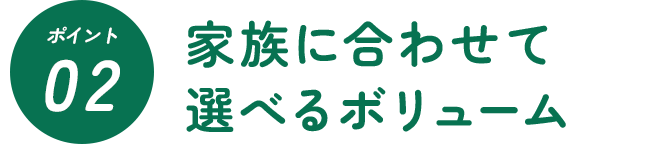 ポイント2 家族に合わせて選べるボリューム