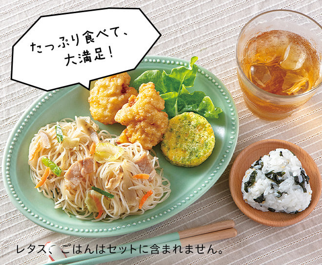 具だくさんビーフン天ぷら添え